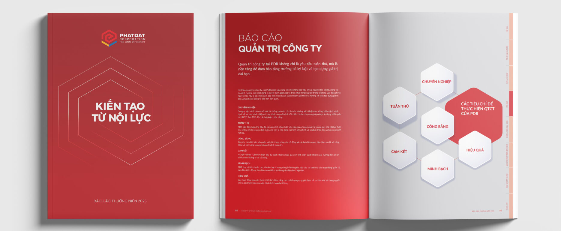 Thiết kế bìa annual report PDR 2025 – Building from Inner Strength